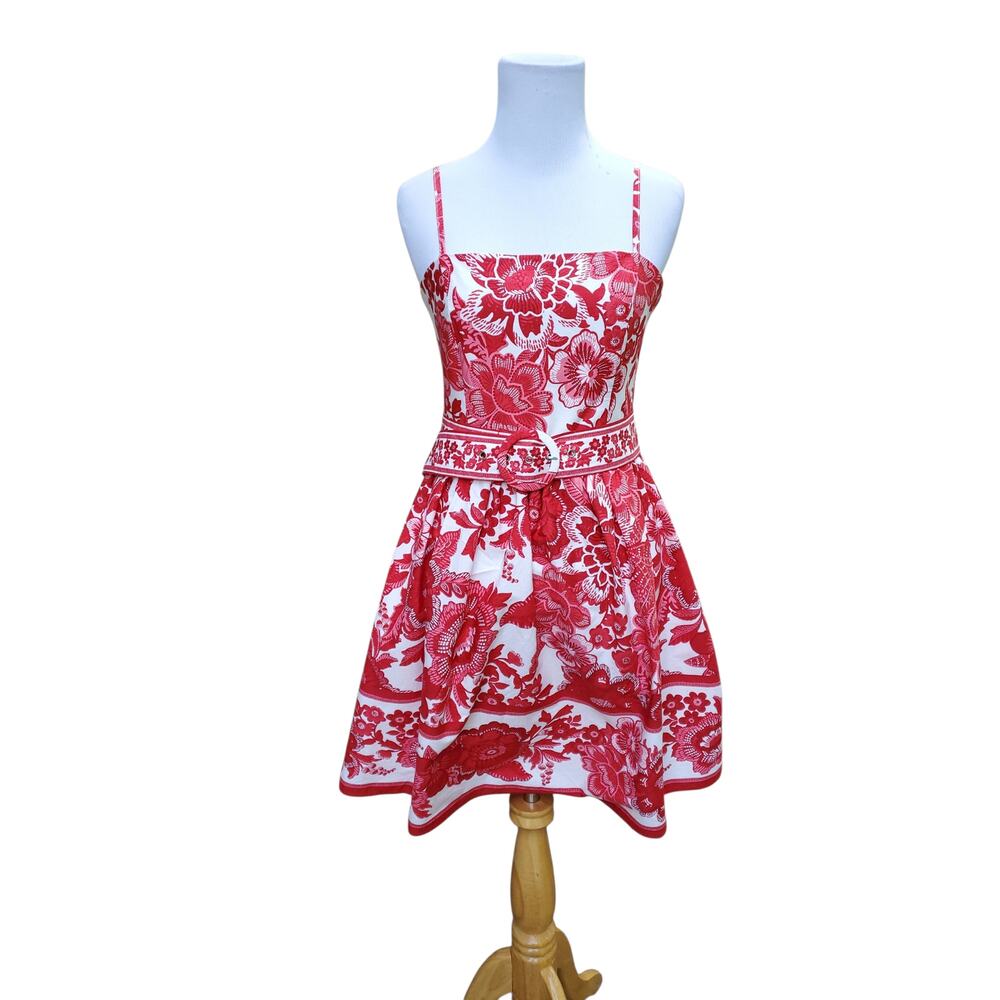 Joie Dress Garden Party Red White Floral Romantic Boho Cottage Bloomcore Sz 6